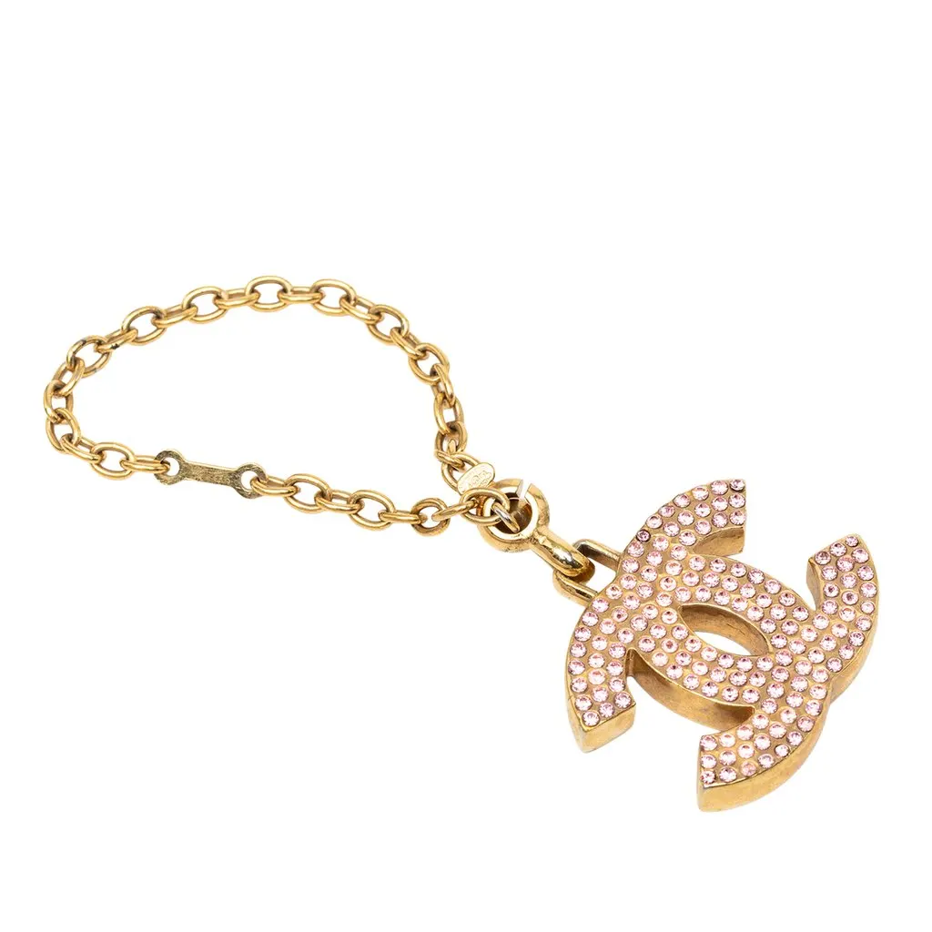 Chanel CC Gold Plated Strass Bag Charm Gold Metal Very good - Back View