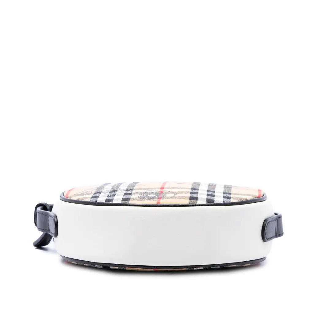 Burberry House Check Canvas and Calfskin Cartoon Print Round Crossbody Beige Canvas Very good - Inside View