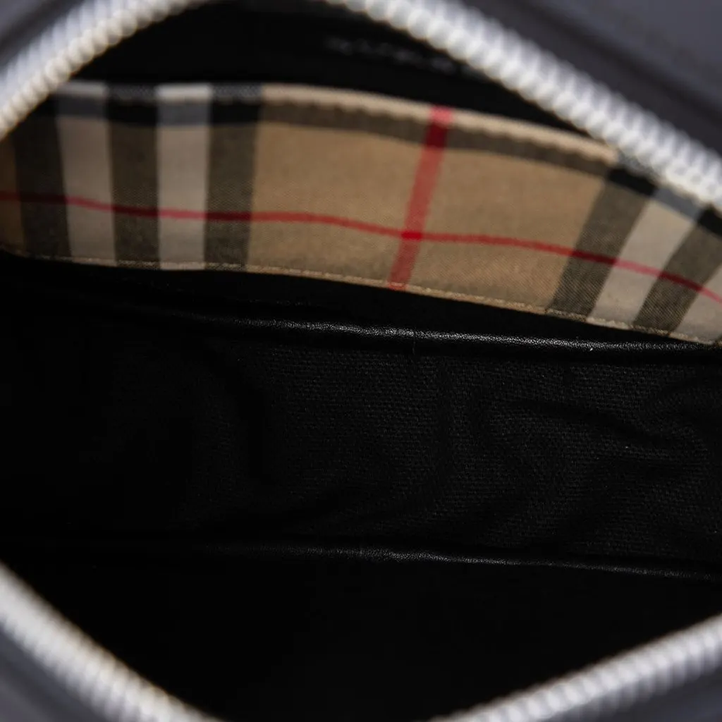 Burberry House Check Canvas and Calfskin Cartoon Print Round Crossbody Beige Canvas Very good - Model View