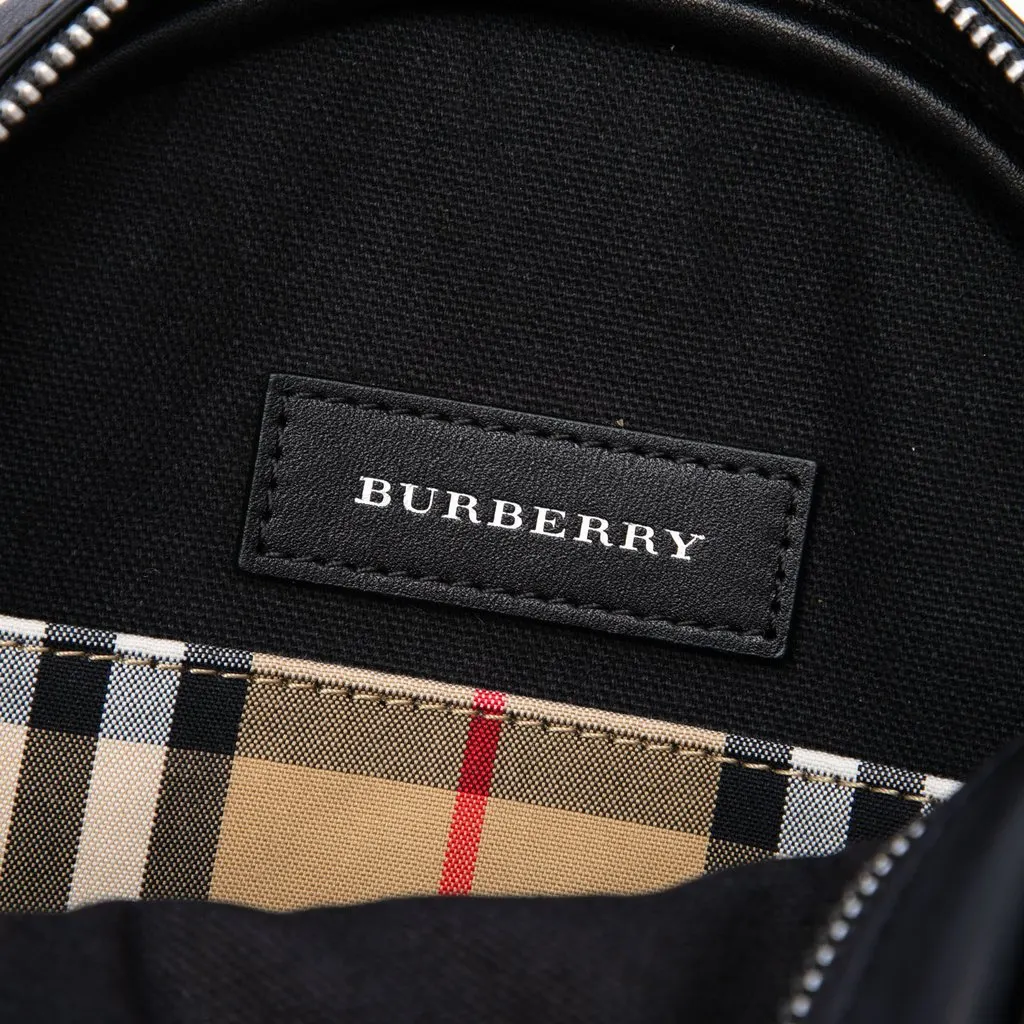 Burberry House Check Canvas and Calfskin Cartoon Print Round Crossbody Beige Canvas Very good - Box View
