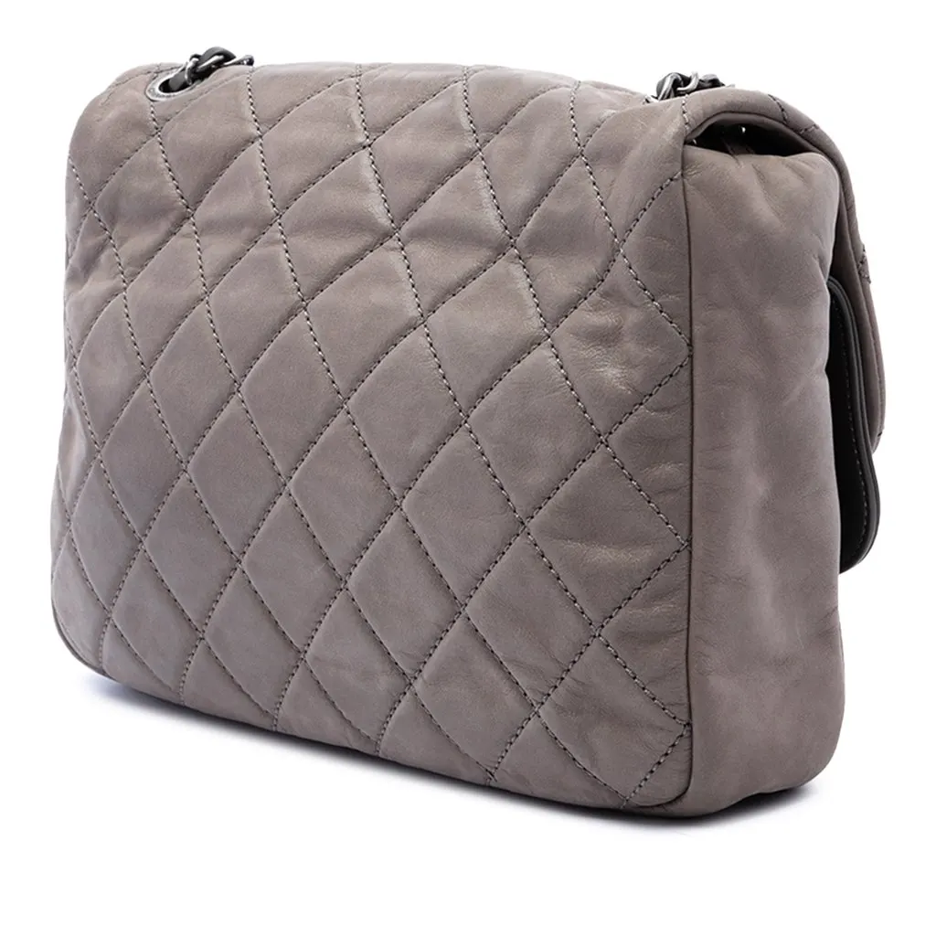 Chanel Jumbo Quilted Iridescent Calfskin In the Mix Double Flap Brown Leather Very good - Back View