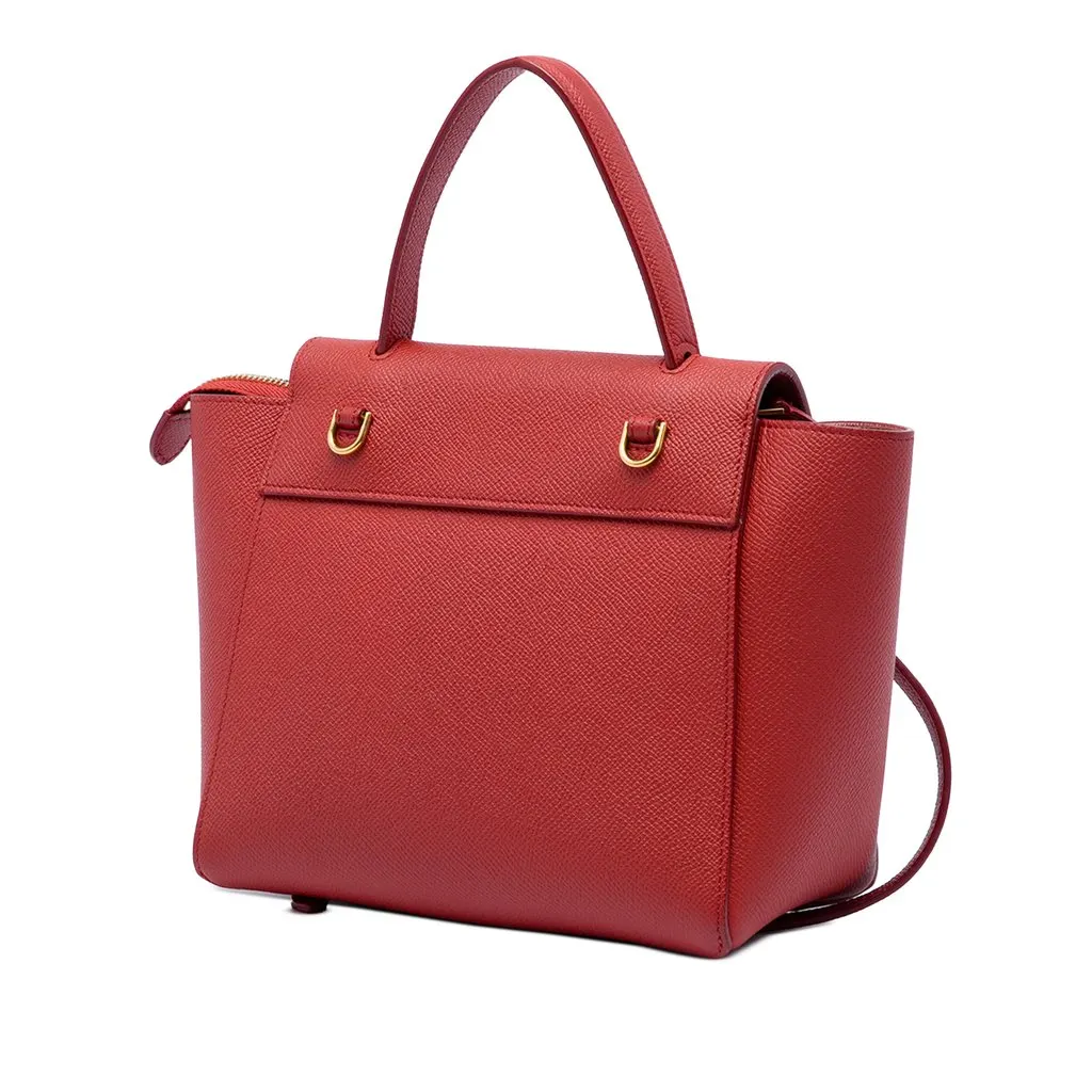 Celine Nano Grained Calfskin Belt Bag Red Leather Very good - Back View