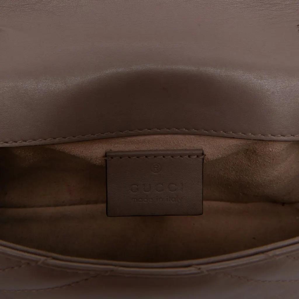Gucci Mini GG Marmont Matelasse Leather Flap Crossbody Brown Leather Very good - Model View