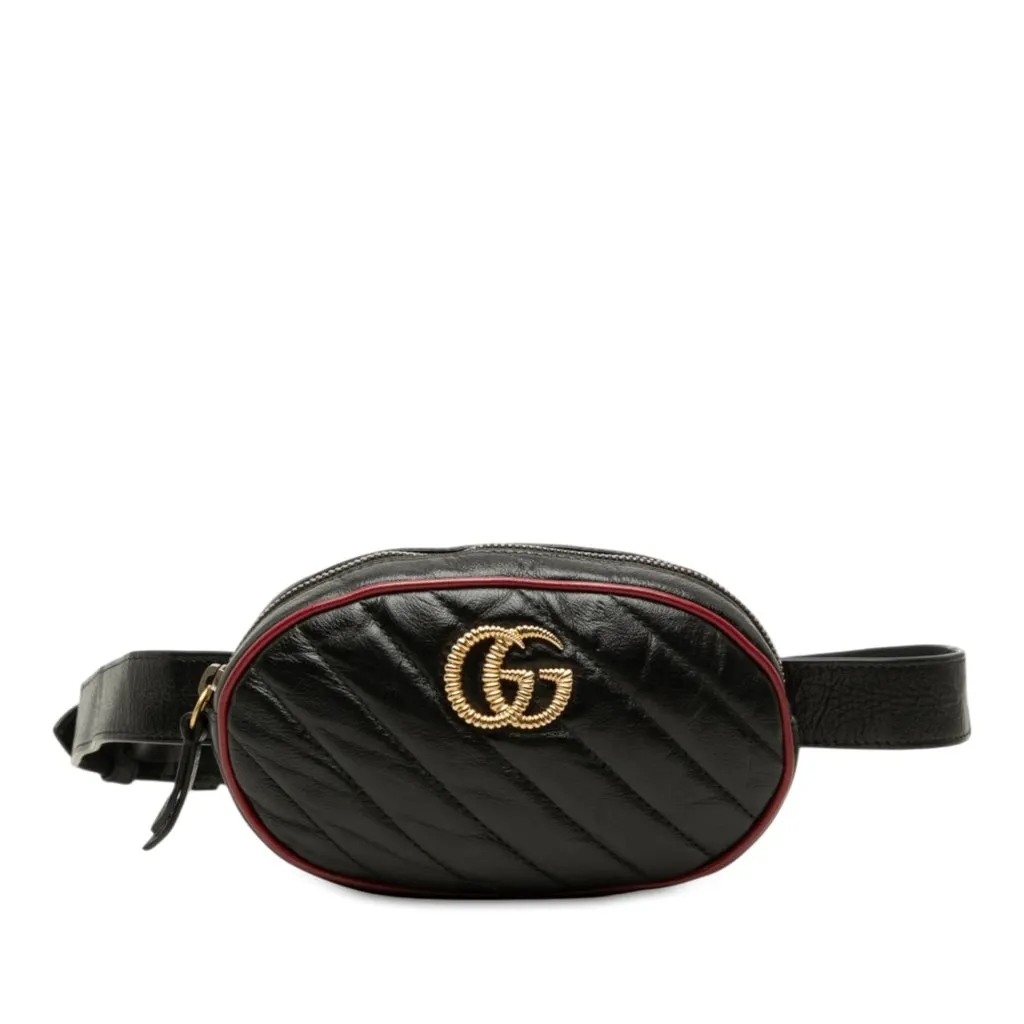 Gucci GG Marmont Matelasse Calfskin Torchon Belt Bag Black Leather Very good - Front View