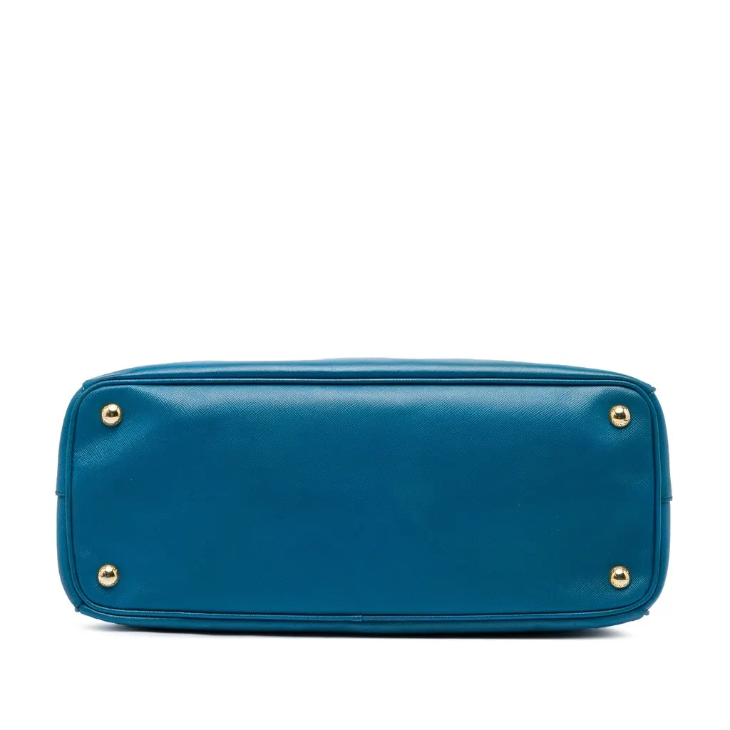 Prada Medium Saffiano Lux Zip Tote Blue Leather Good - Inside View