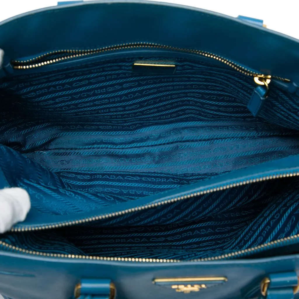 Prada Medium Saffiano Lux Zip Tote Blue Leather Good - Box View