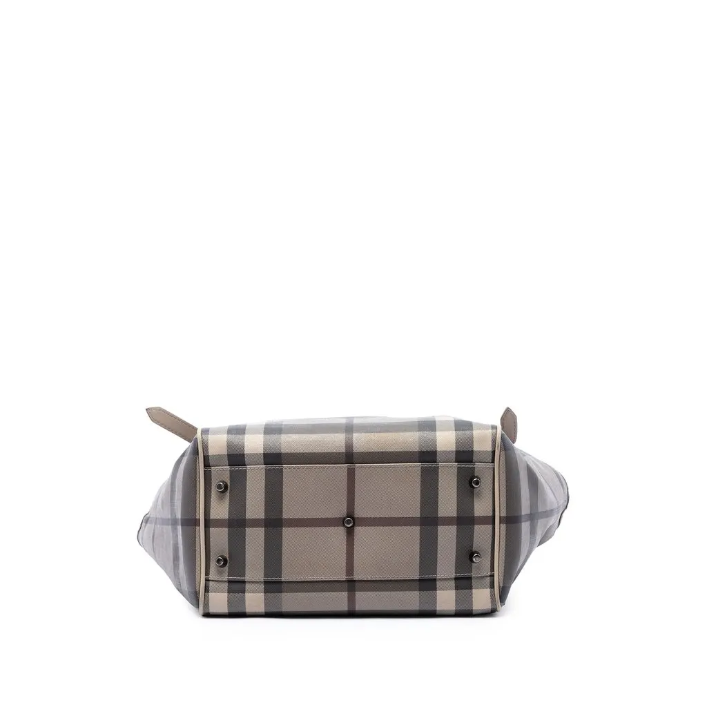 Burberry Small Smoke Check Coated Canvas Canterbury Tote Grey Canvas Good - Inside View