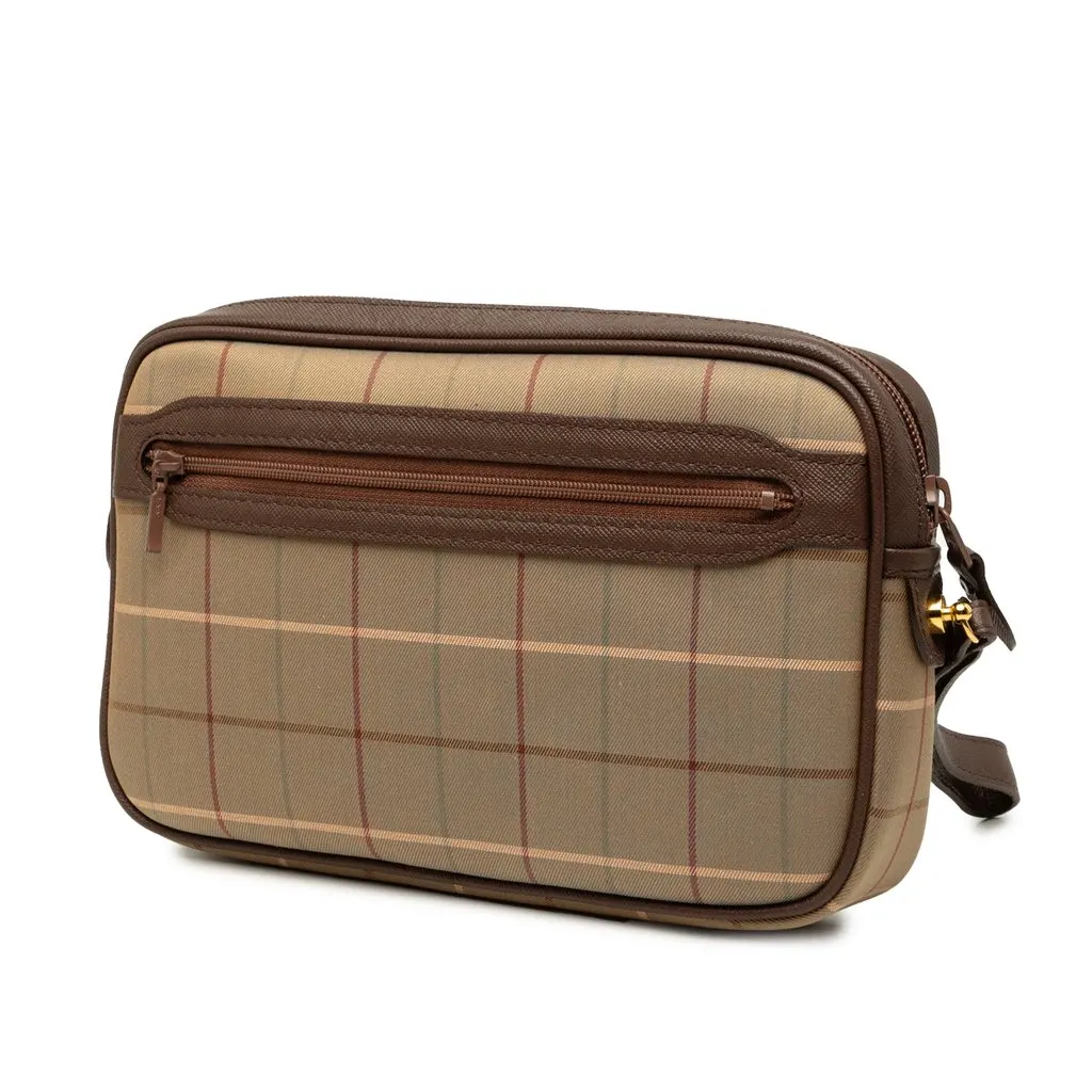 Burberry Vintage Check Canvas Clutch Brown Canvas Good - Back View