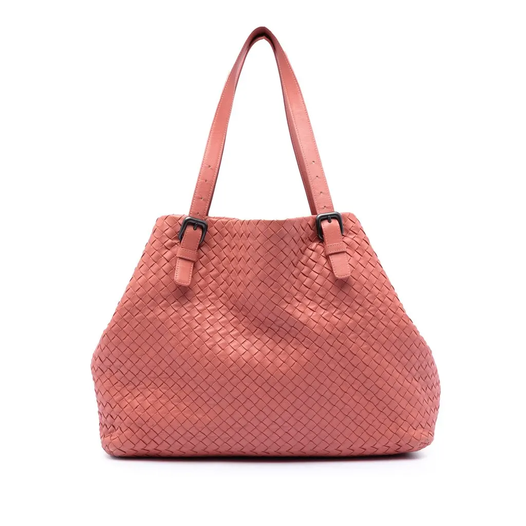 Bottega Veneta Large Nappa Intrecciato Cesta Tote Pink Leather Very good - Front View