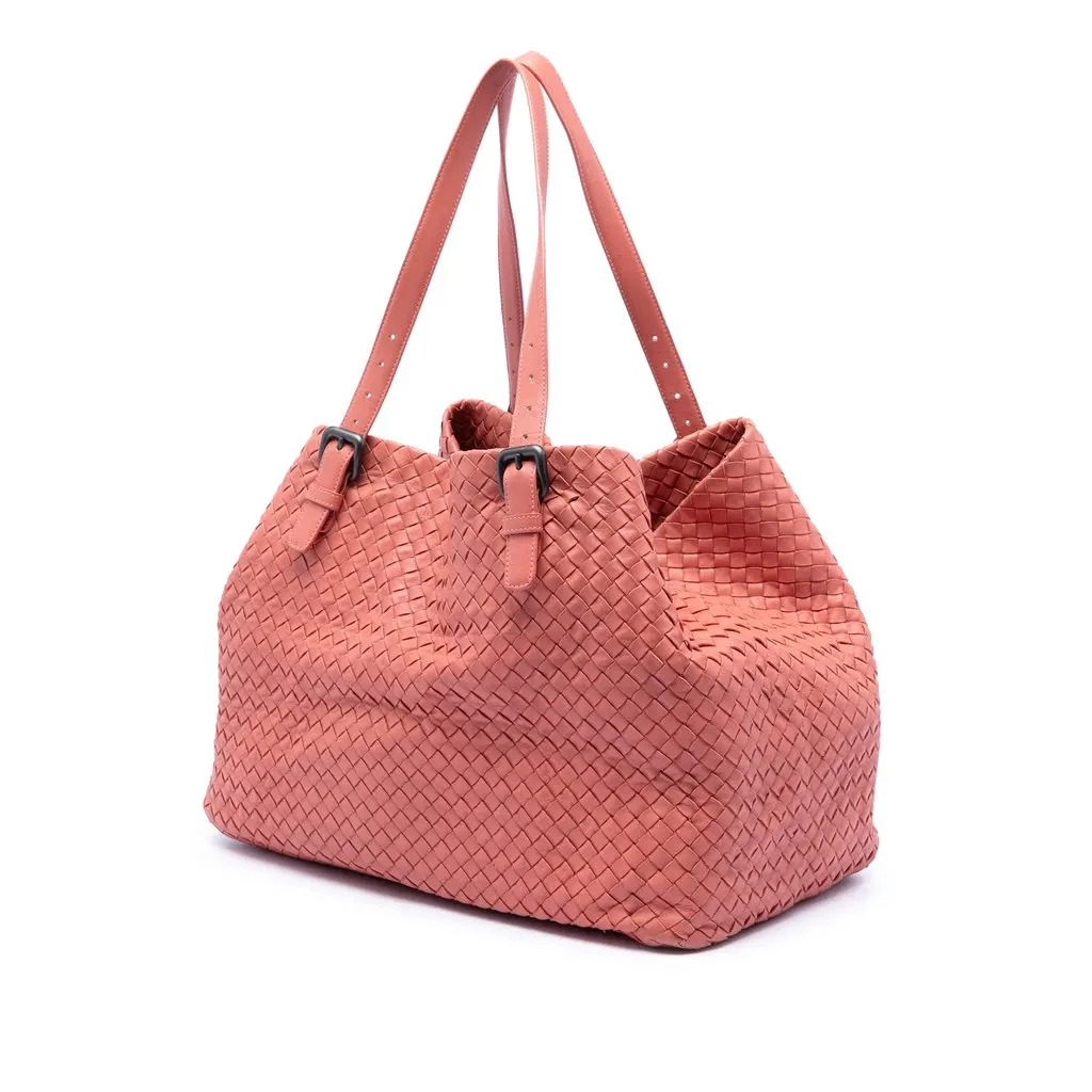 Bottega Veneta Large Nappa Intrecciato Cesta Tote Pink Leather Very good - Back View