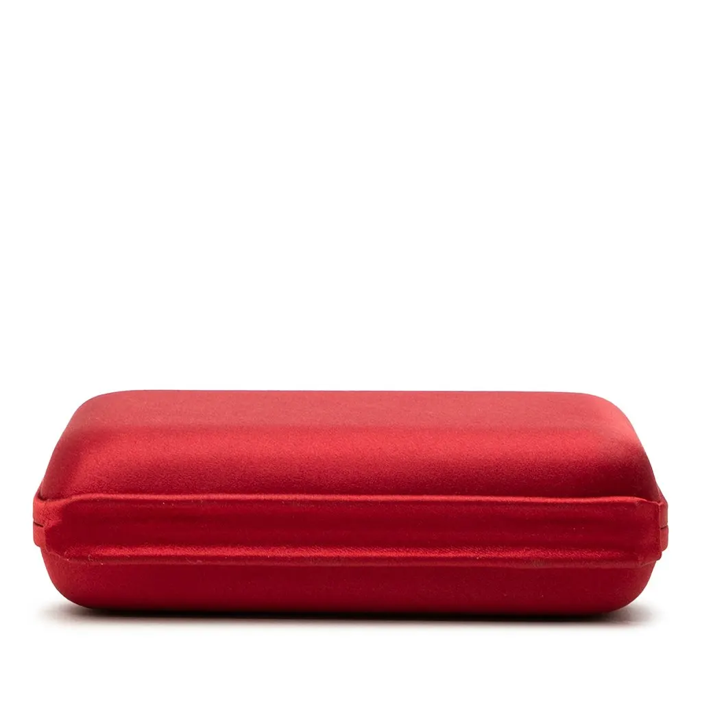 Salvatore Ferragamo Satin Vara Bow Evening Clutch on Chain Red Very good - Inside View