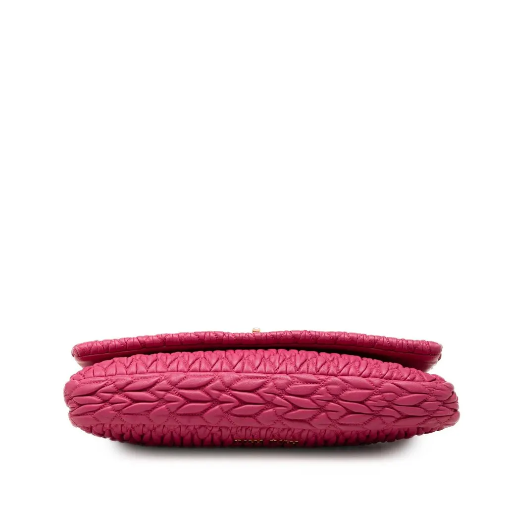Miu Miu Matelasse Nappa Crystal Chain Satchel Pink Leather Very good - Inside View