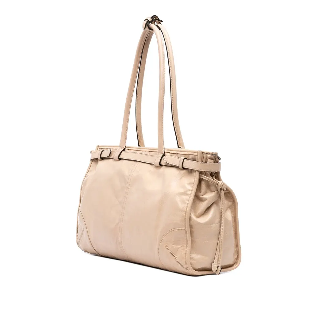 Prada Large Naplak Calfskin Bonnie Satchel Beige Leather Very good - Back View