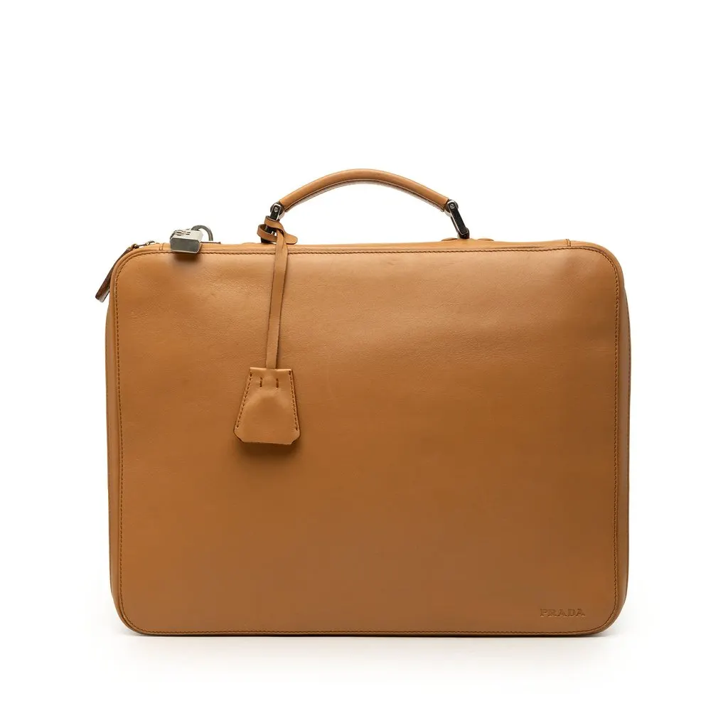 Prada Leather Business Bag Brown Leather Very good - Front View