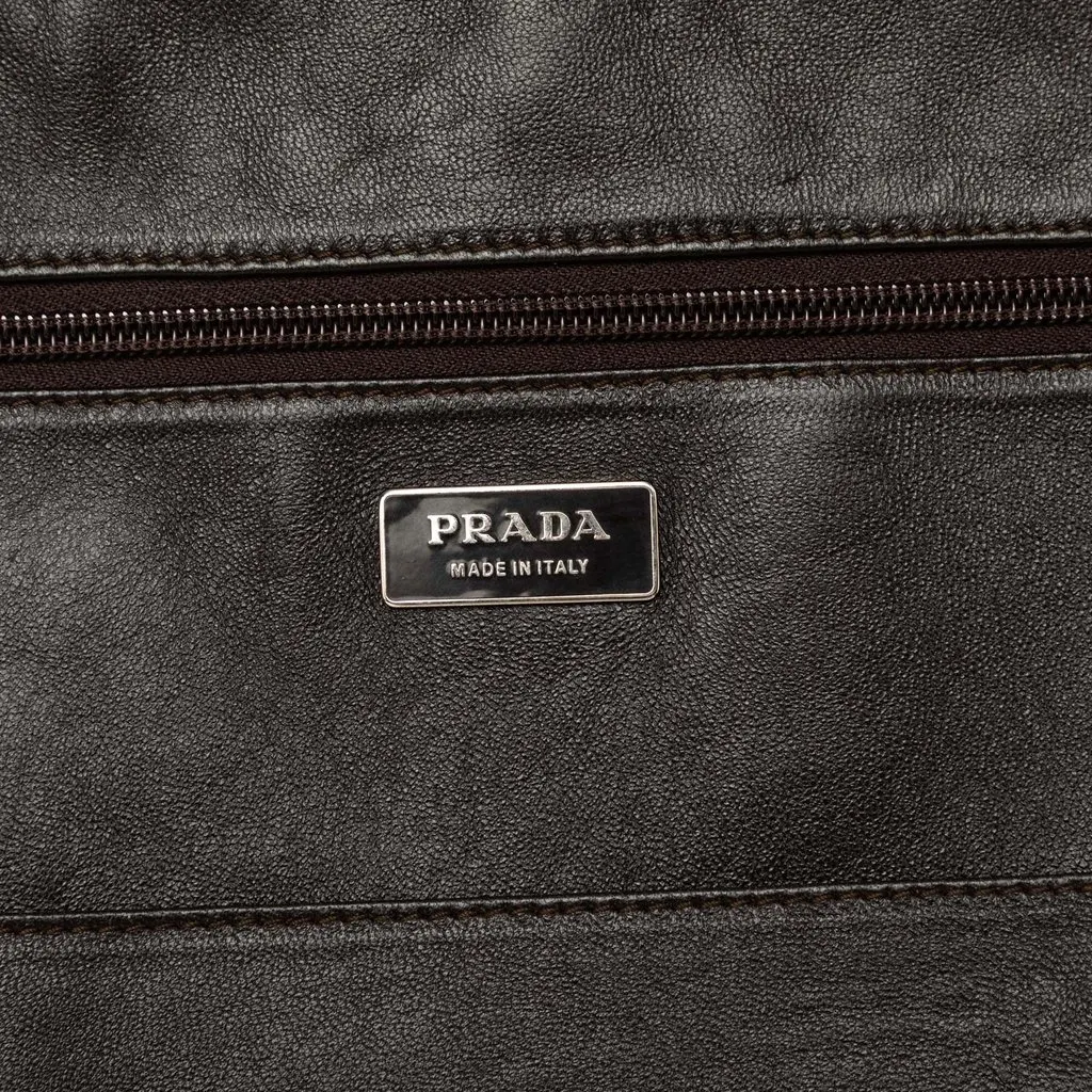 Prada Leather Business Bag Brown Leather Very good - Box View