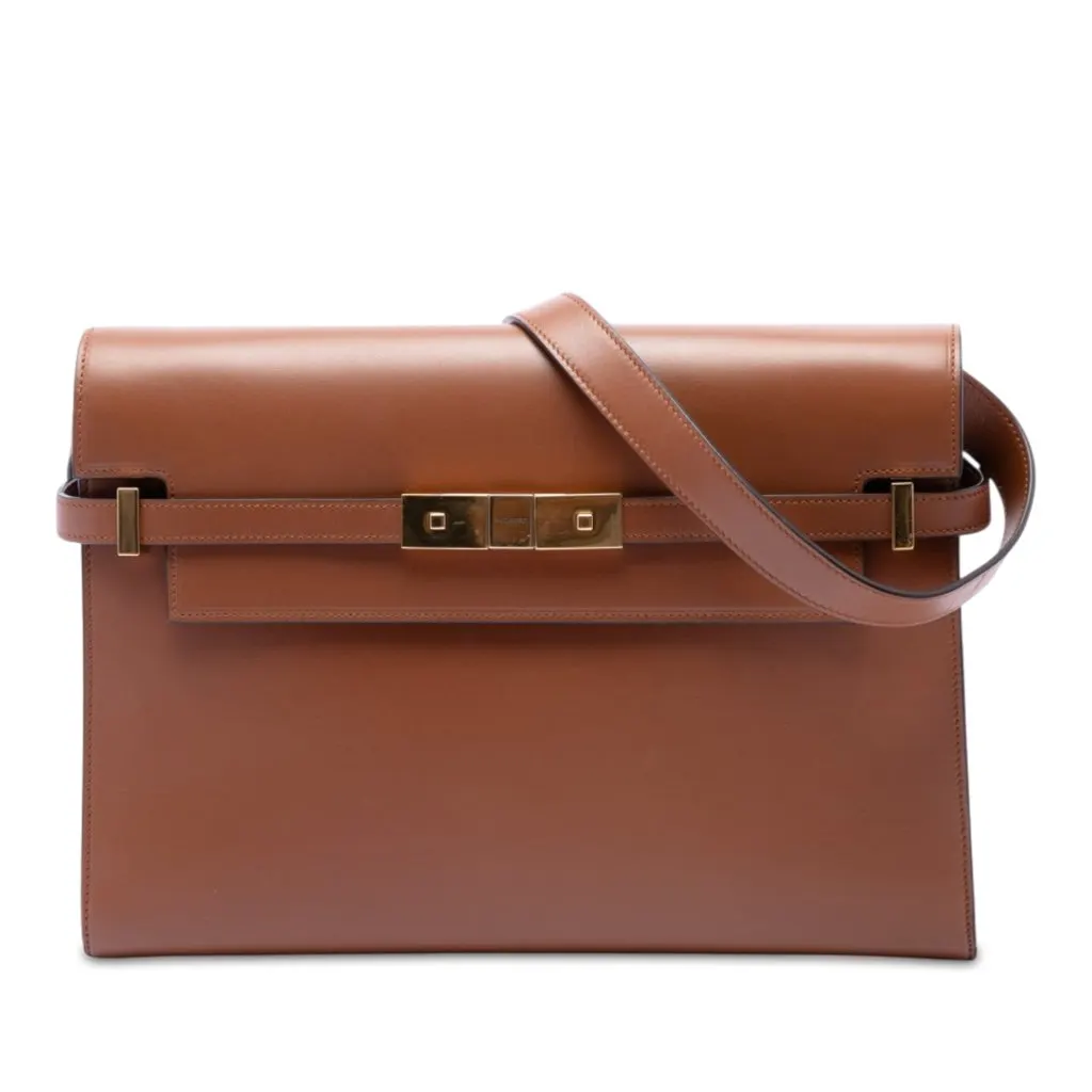 Saint Laurent Medium Smooth Calfskin Manhattan Shoulder Bag Brown Leather Very good - Front View