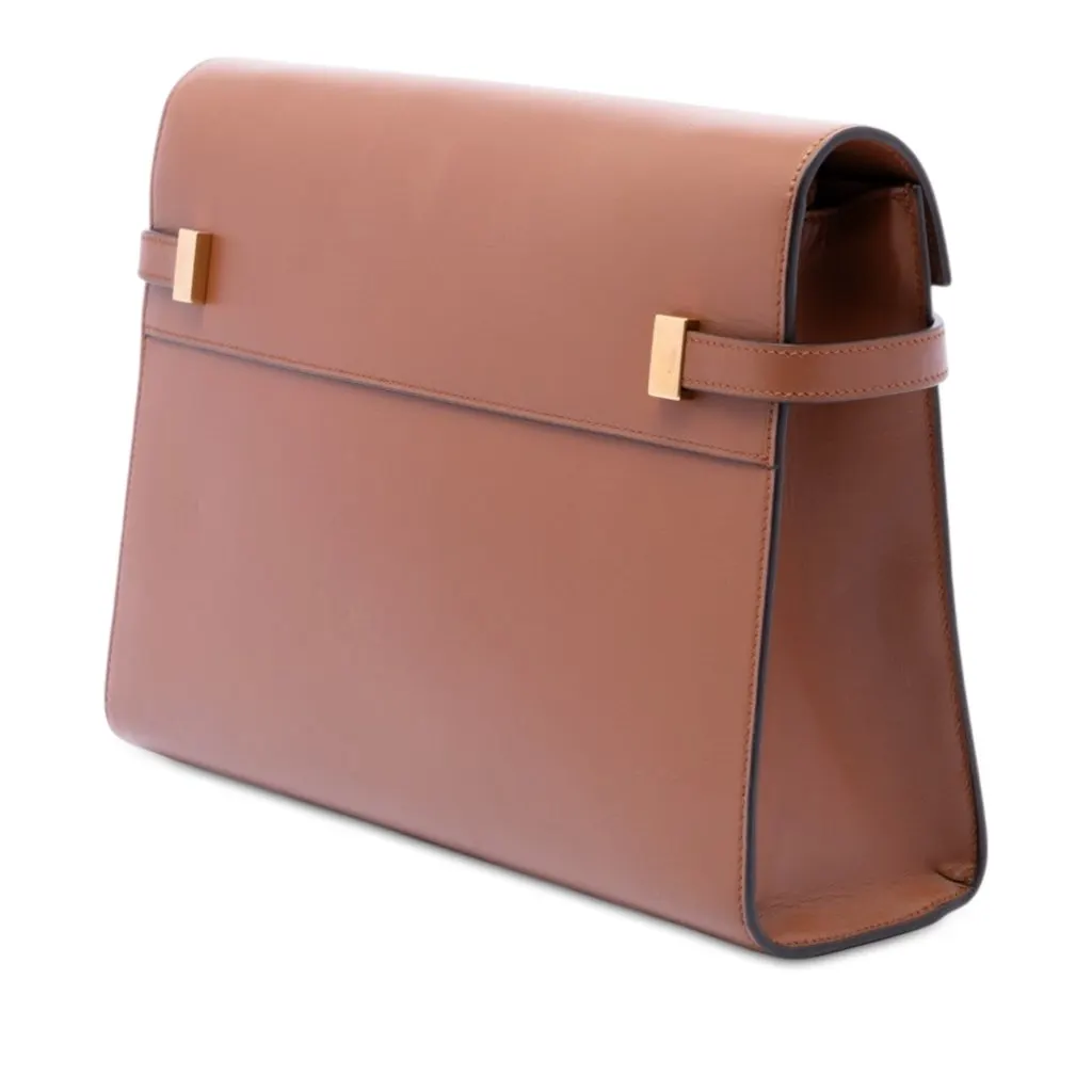 Saint Laurent Medium Smooth Calfskin Manhattan Shoulder Bag Brown Leather Very good - Back View