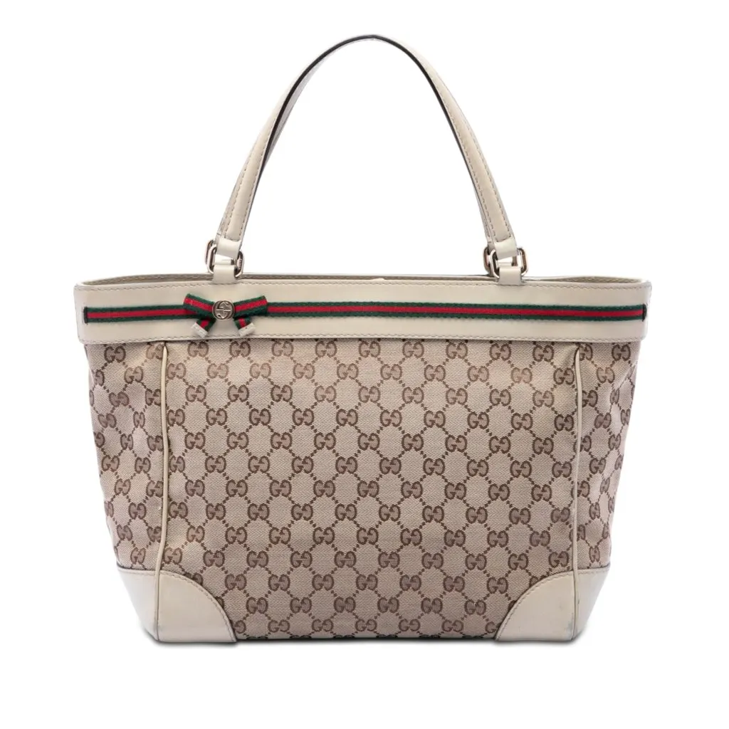 Gucci GG Canvas Web Mayfair Tote Beige Very good - Front View