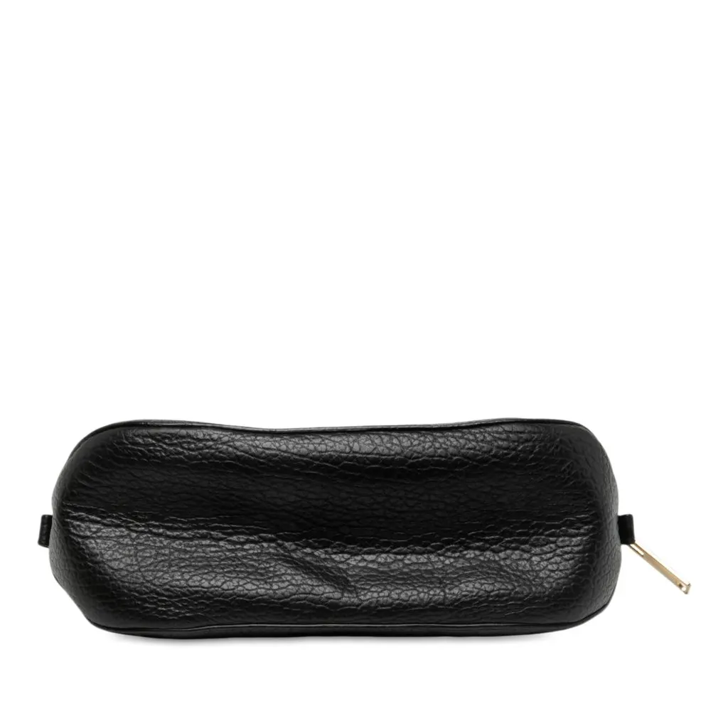 Burberry Small Heritage Grain Check Embossed Leather Orchard Bowling Bag Black Leather Good - Inside View