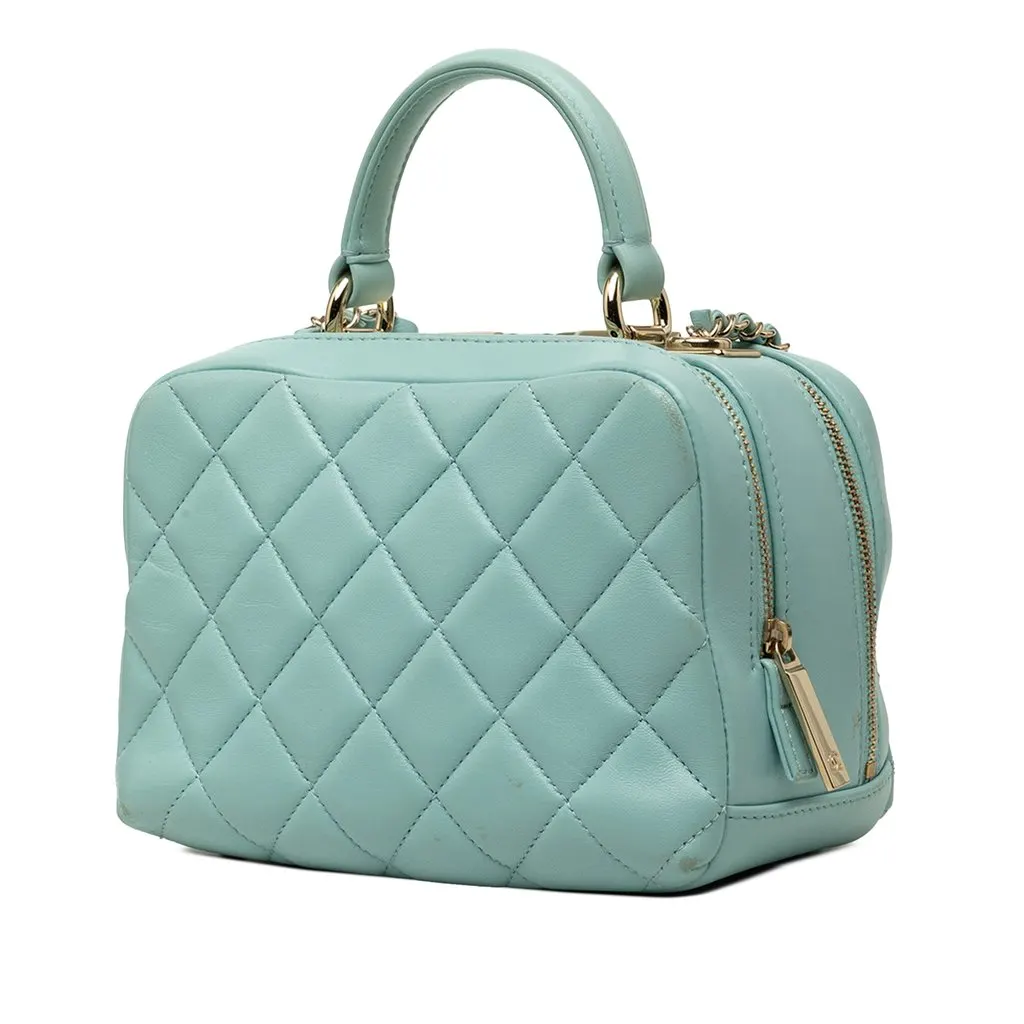 Chanel Small Lambskin Trendy CC Bowling Bag Blue Leather Very good - Back View