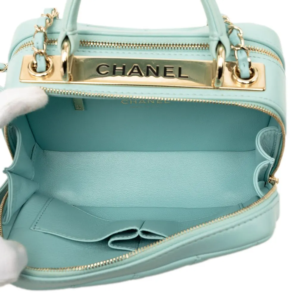 Chanel Small Lambskin Trendy CC Bowling Bag Blue Leather Very good - Model View