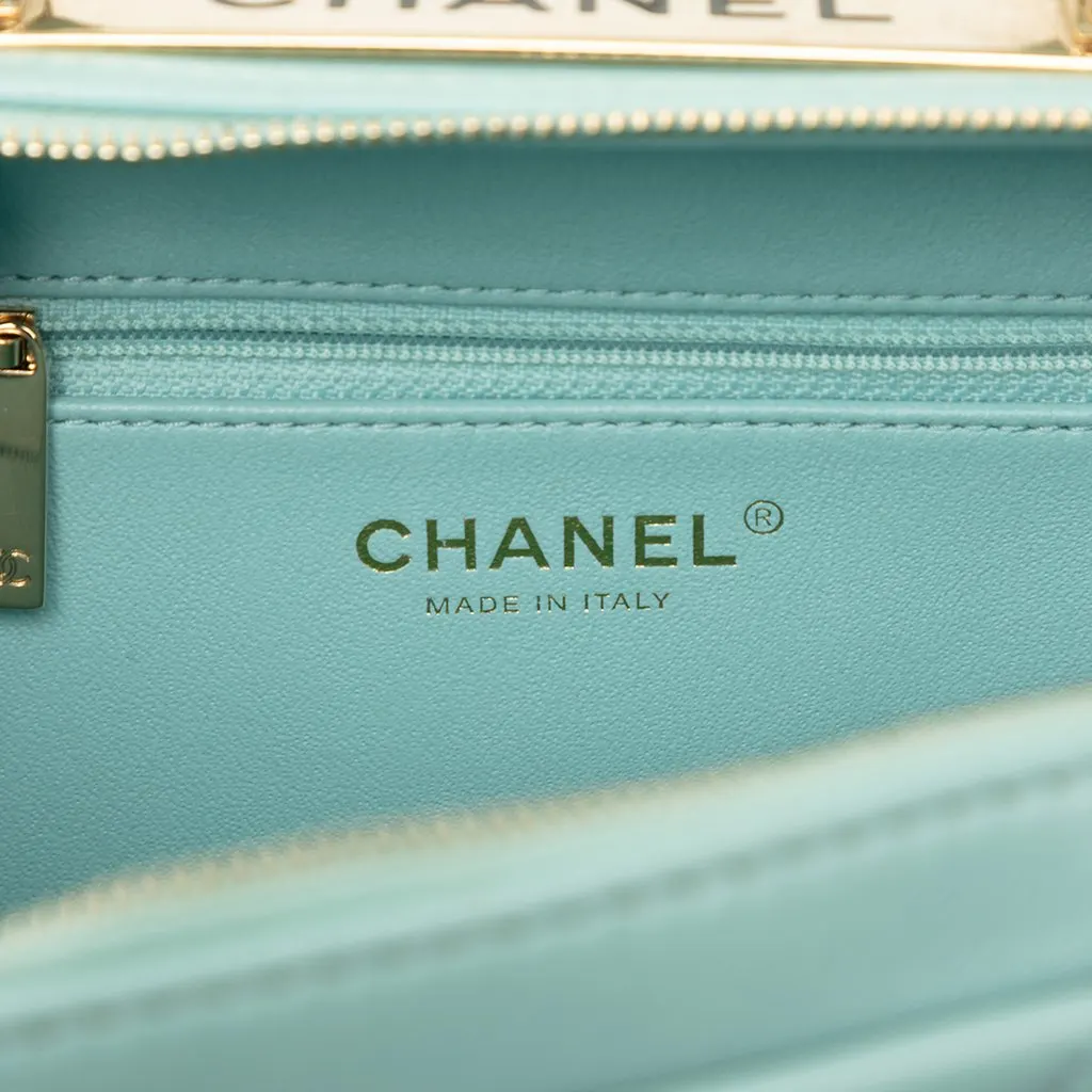 Chanel Small Lambskin Trendy CC Bowling Bag Blue Leather Very good - Box View