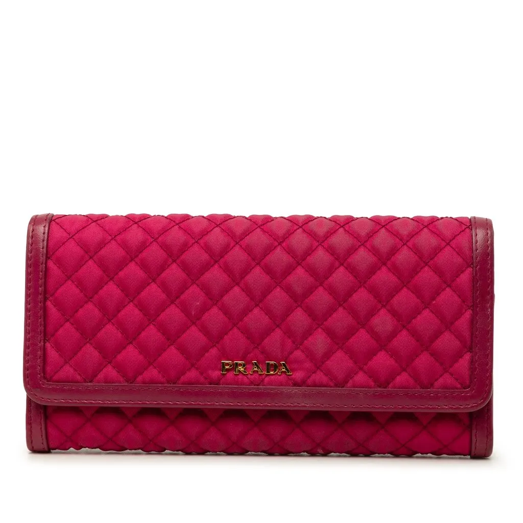 Prada Impuntu Tessuto Long Wallet Pink Polyamide Very good - Front View