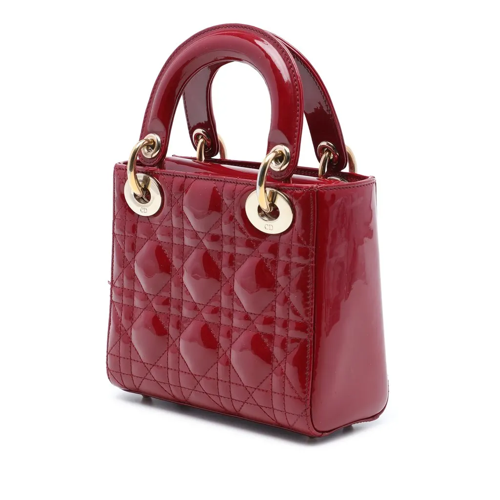 Dior Mini Patent Cannage Lady Dior Red Leather Very good - Back View
