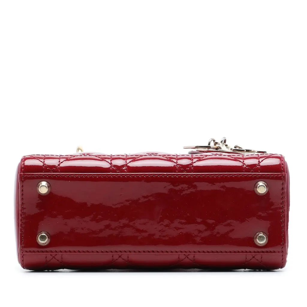 Dior Mini Patent Cannage Lady Dior Red Leather Very good - Inside View