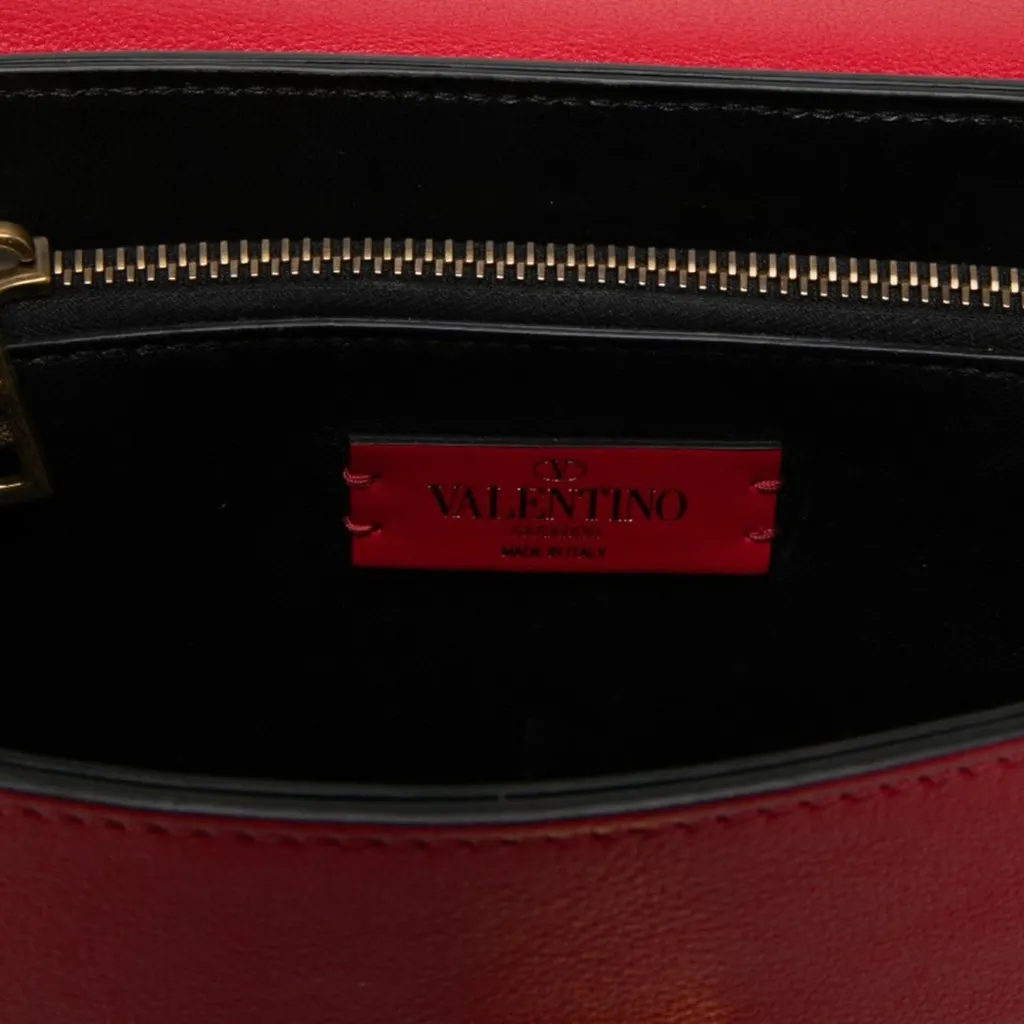 Valentino Medium Grained Calfskin VRing Top Handle Bag Red Leather Very good - Box View