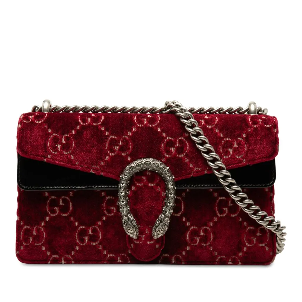 Gucci Medium GG Velvet Dionysus Crossbody Red Velvet Very good - Front View