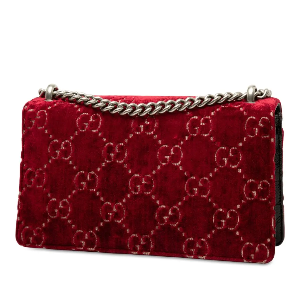 Gucci Medium GG Velvet Dionysus Crossbody Red Velvet Very good - Back View