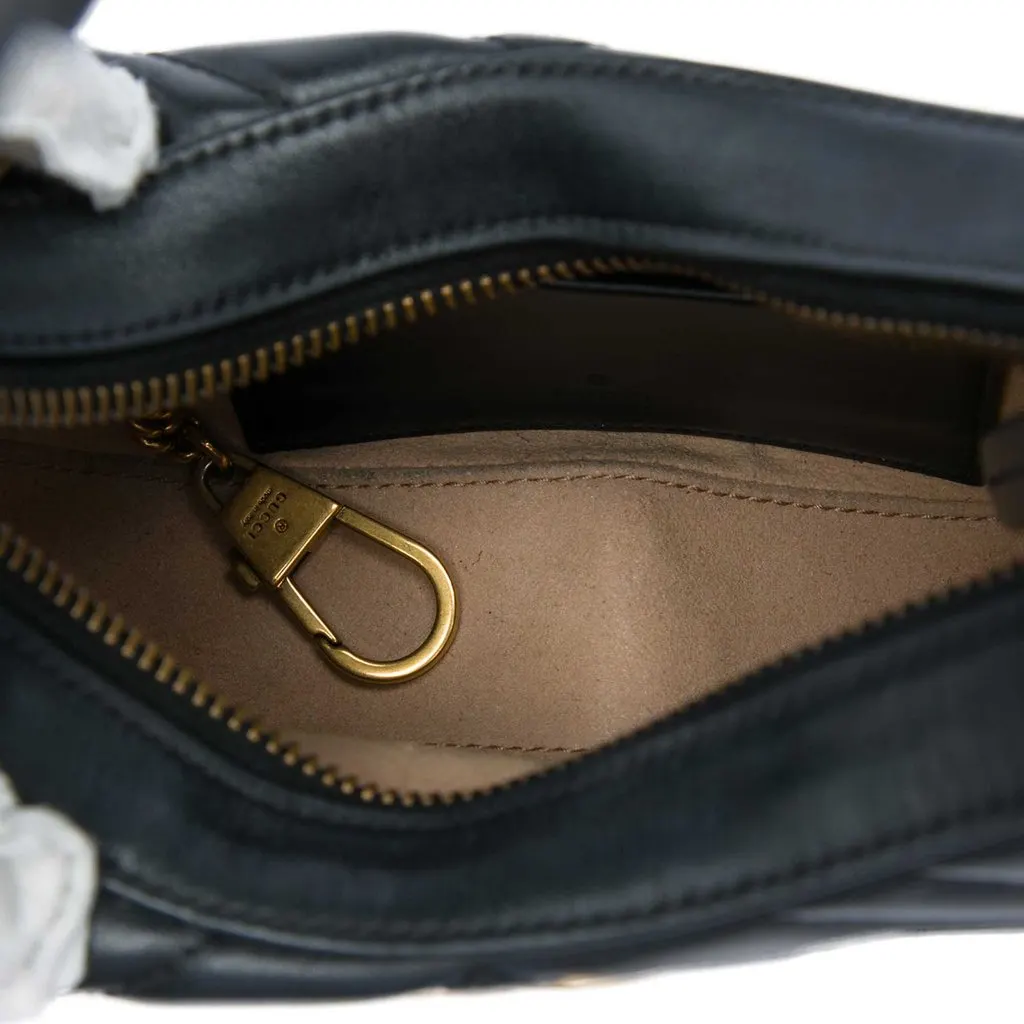 Gucci Mini GG Marmont Matelasse Calfskin Half Moon Bag Black Leather Very good - Model View