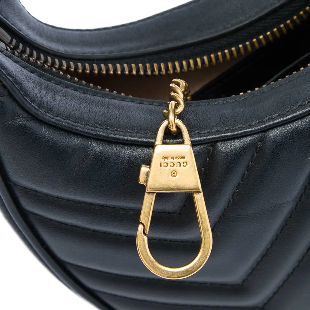 Gucci Mini GG Marmont Matelasse Calfskin Half Moon Bag Black Leather Very good - Box View