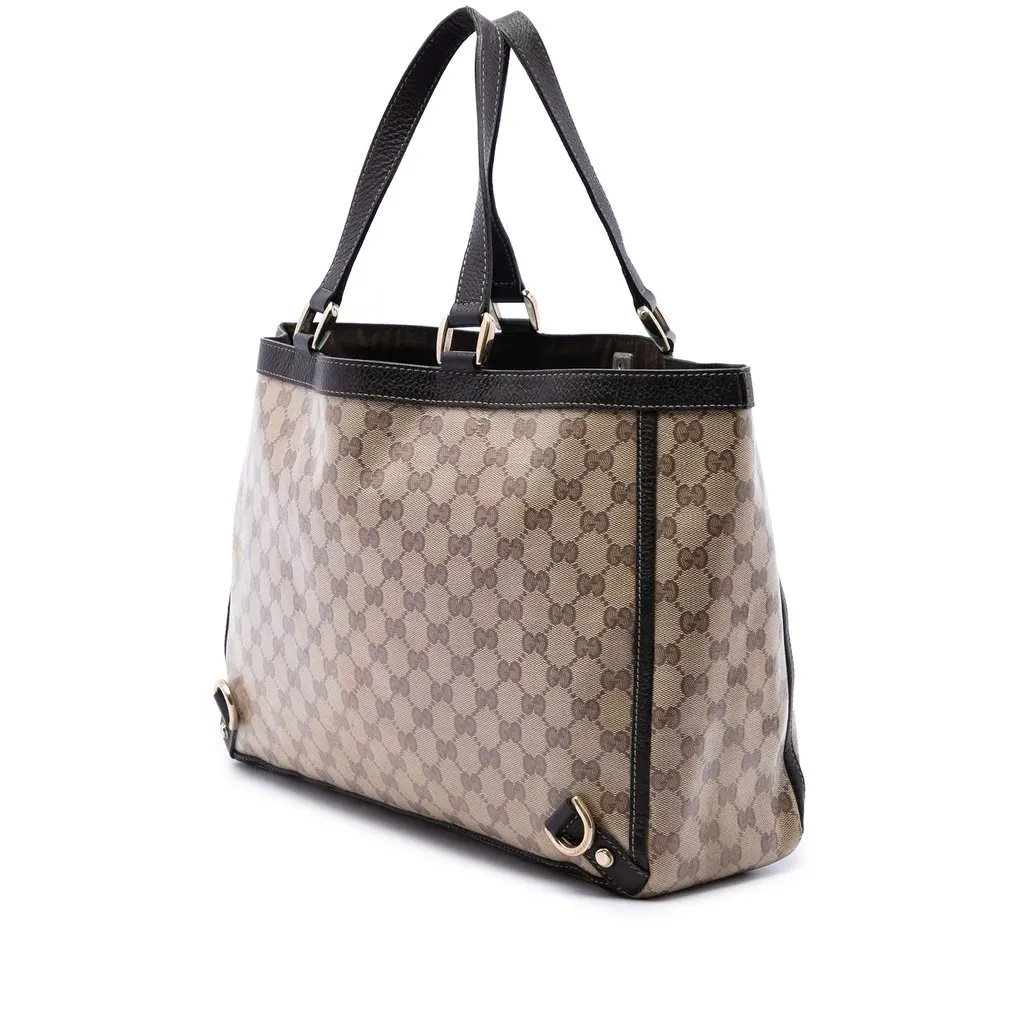 Gucci GG Crystal Abbey D Ring Tote Beige Canvas Good - Back View