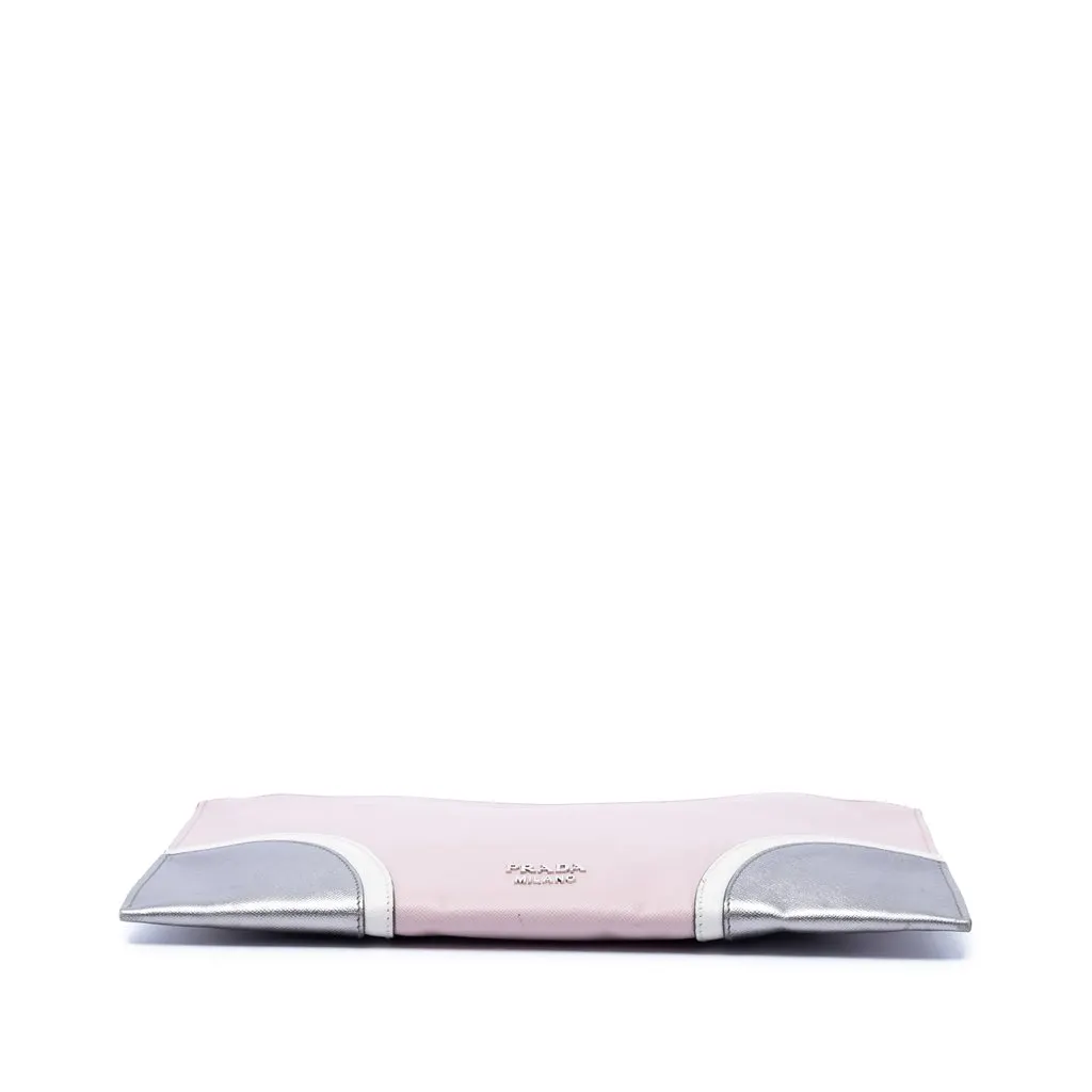 Prada Tricolor Saffiano Clutch Pink Leather Very good - Inside View