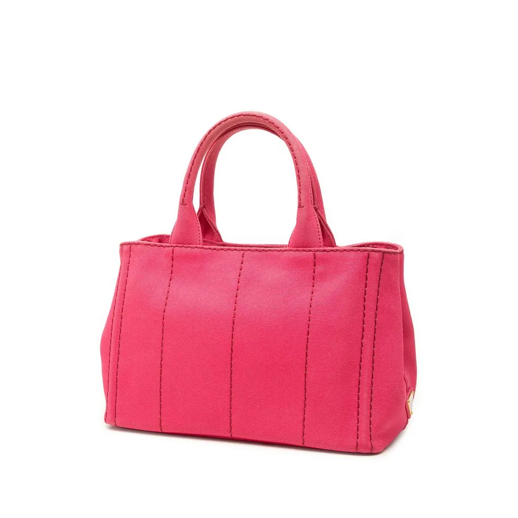 Prada Small Canvas Canapa Logo Tote Pink Very good - Back View
