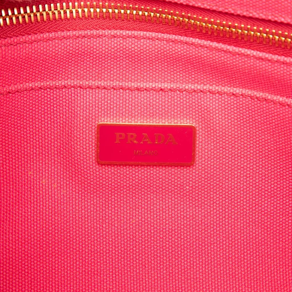 Prada Small Canvas Canapa Logo Tote Pink Very good - Box View