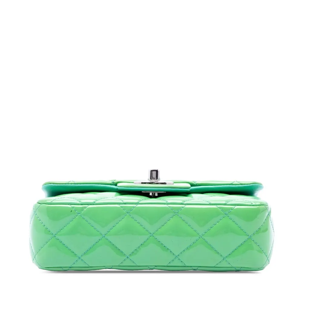 Chanel Extra Mini Rectangular Classic Patent Single Flap Green Leather Very good - Inside View