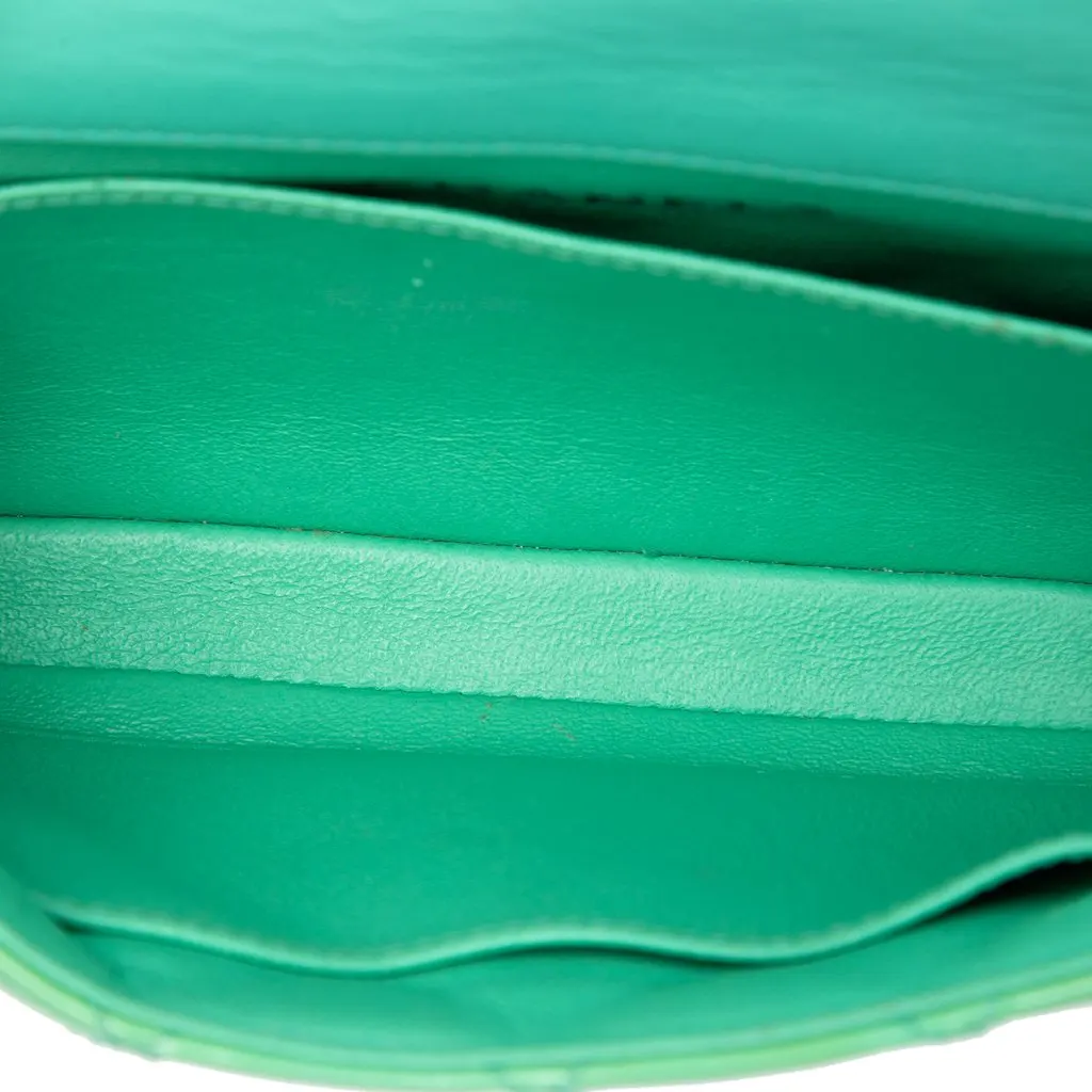 Chanel Extra Mini Rectangular Classic Patent Single Flap Green Leather Very good - Model View