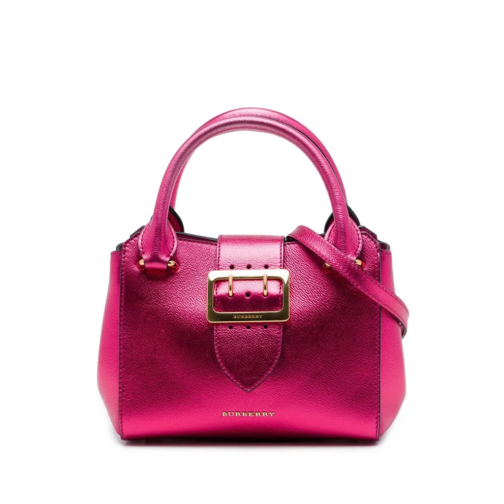 Burberry صغيرة ميتاليك جلد Buckle حقيبة توت