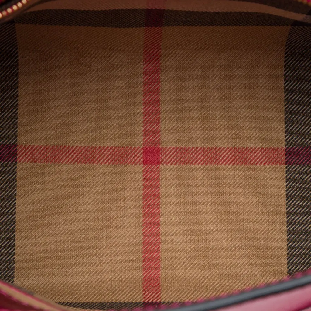 Burberry Small Metallic Leather Buckle Tote Pink Leather Very good - Model View