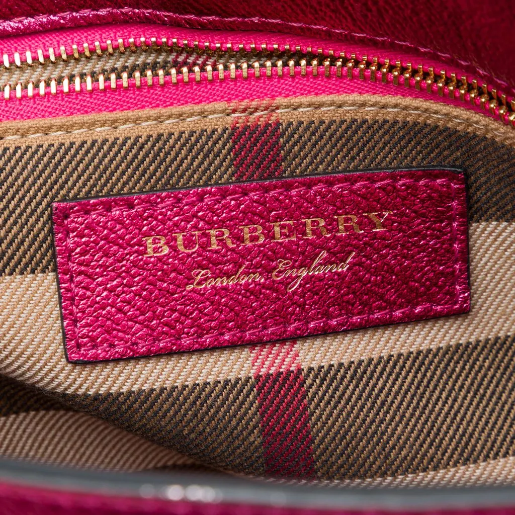 Burberry Small Metallic Leather Buckle Tote Pink Leather Very good - Box View