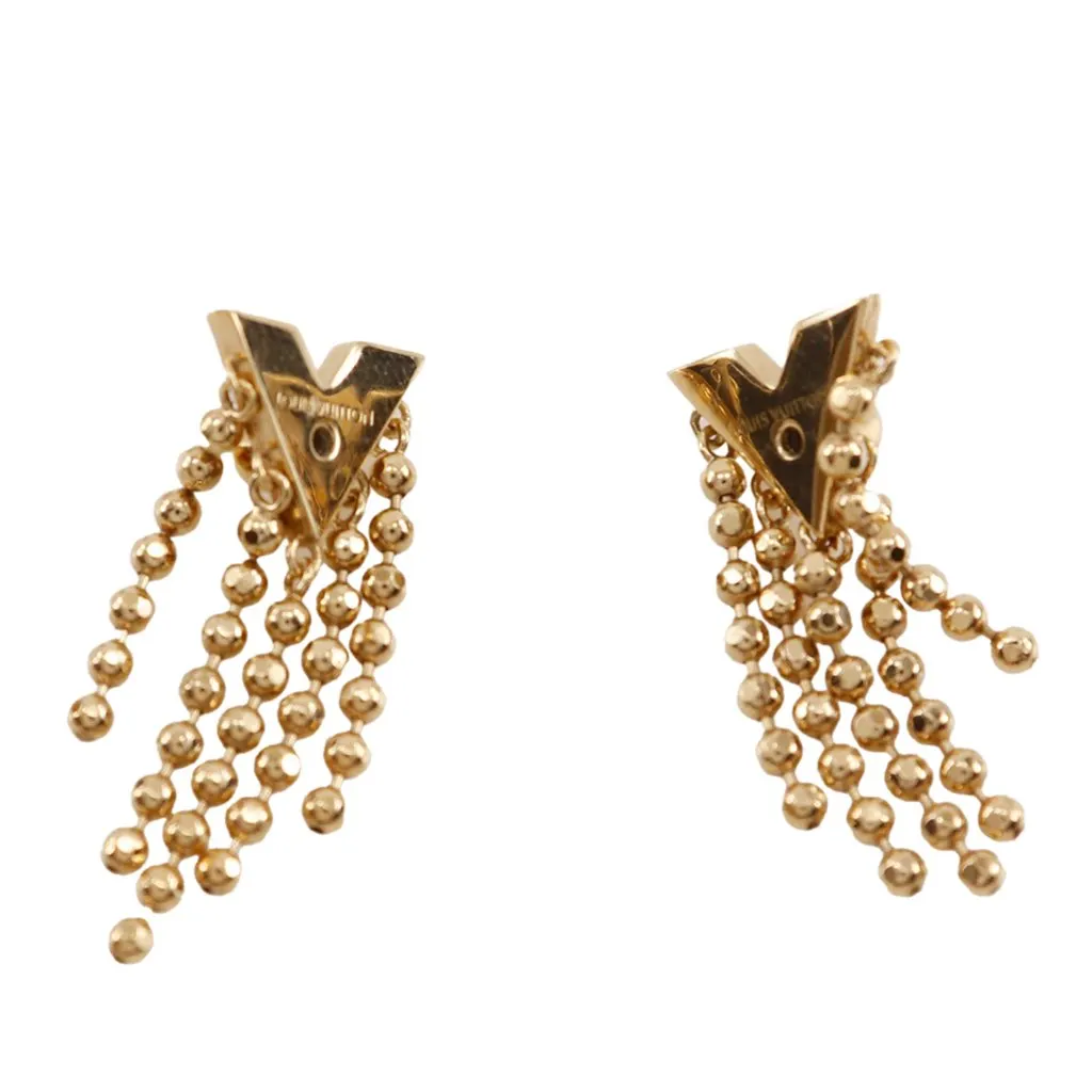 Louis Vuitton Gold Plated Essentials V Skin Push Back Earrings Gold Metal Very good - Inside View