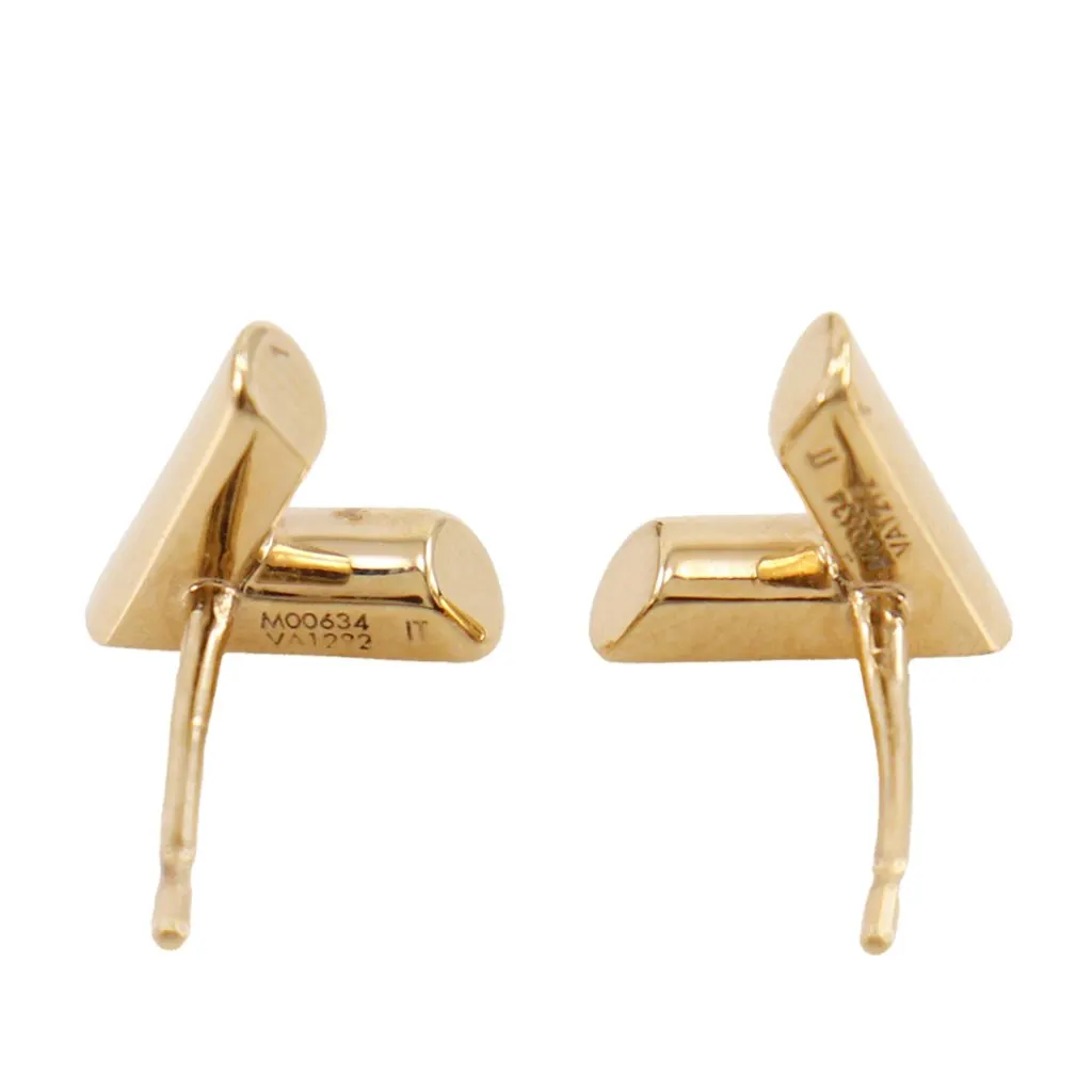 Louis Vuitton Gold Plated Essentials V Skin Push Back Earrings Gold Metal Very good - Model View