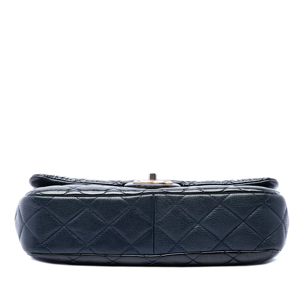 Chanel Paris Salzburg Medium Patent and Goatskin CC Eyelet Flap Blue Leather Very good - Inside View