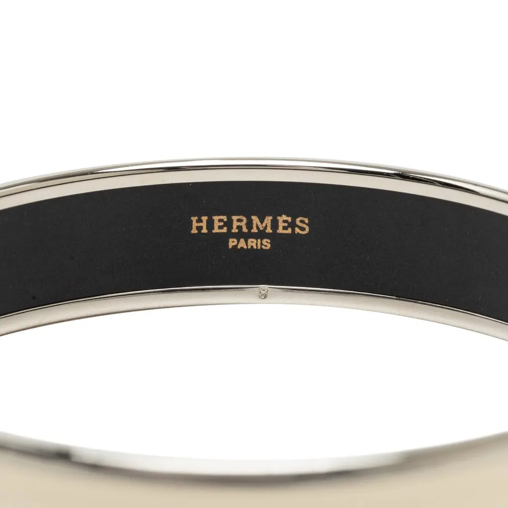Hermès Wide Caleche Enamel Bangle 70 White Very good - Model View