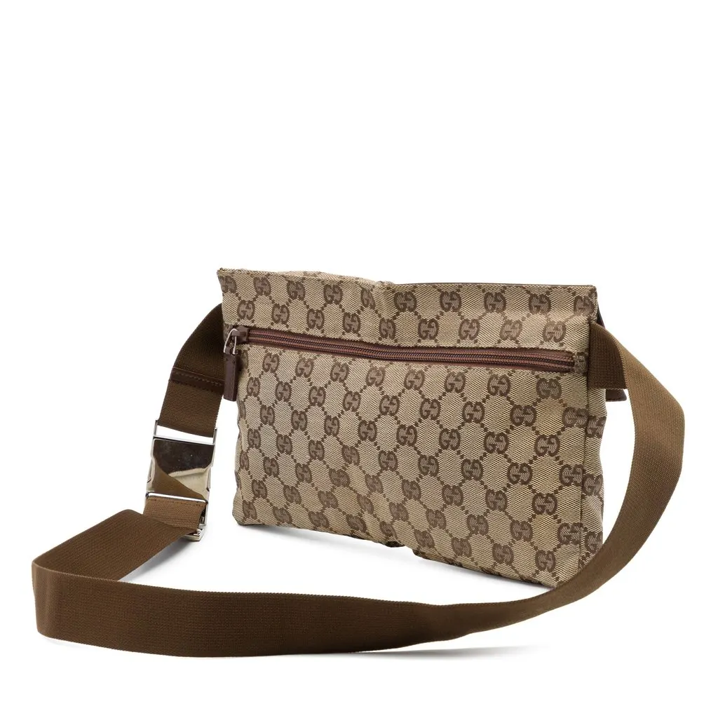 Gucci GG Canvas Double Pocket Belt Bag Beige Canvas Very good - Back View