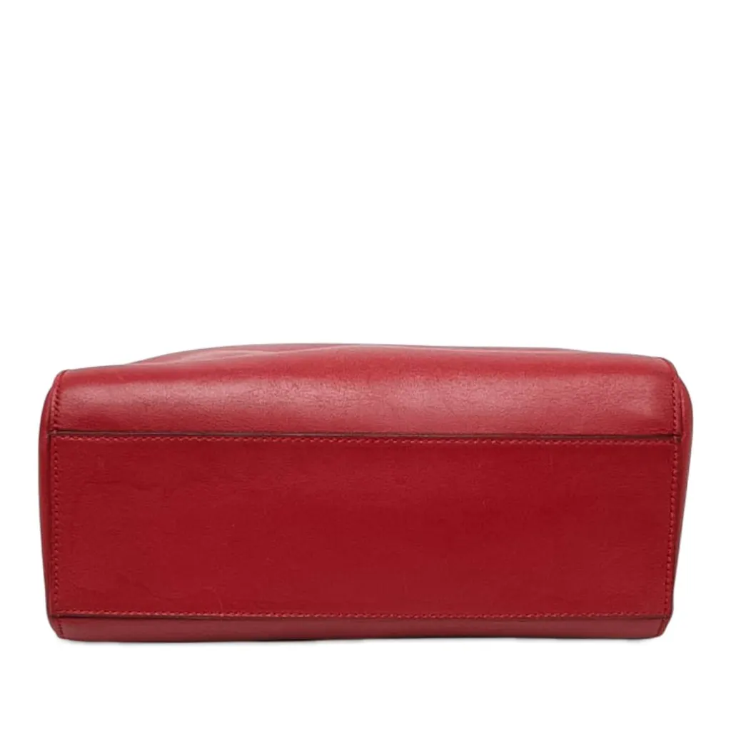 Gucci Small Calfskin Bamboo Nymphaea Satchel Red Leather Good - Inside View
