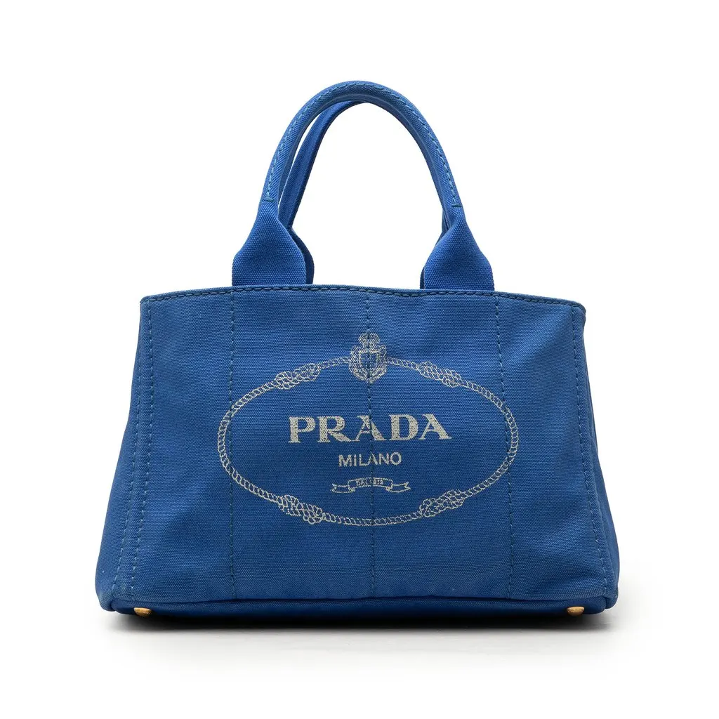 Prada Canvas Canapa Logo Tote Blue Very good - Front View